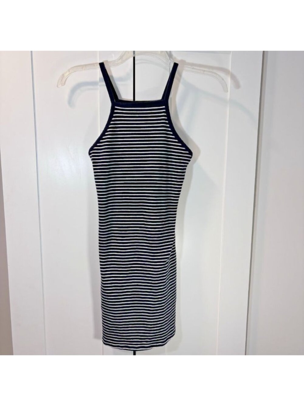 Express Cotton Summer Dress Black White Striped Mini Straps Women's Size S Small